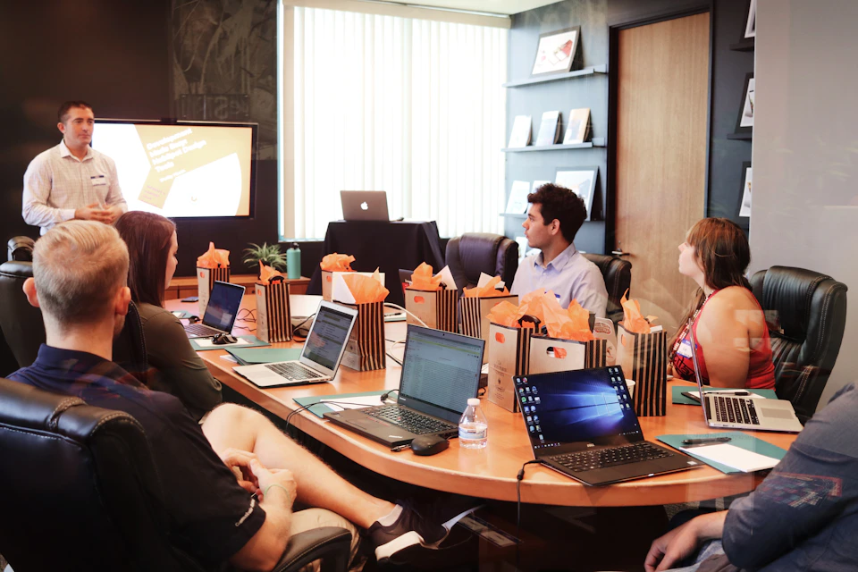 Strategy team workshop in a conference room